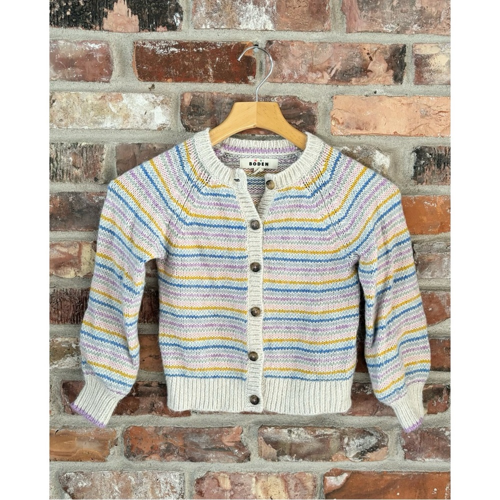 Mini Boden Rainbow Pastel Cotton Blend Cardigan Sweater